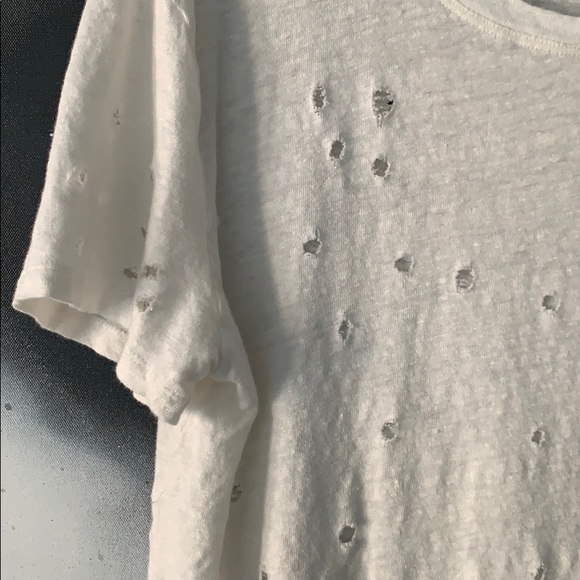 IRO CLAY PERFORATED DISTRESSED LINEN T SHIRT M - Picture 2 of 5